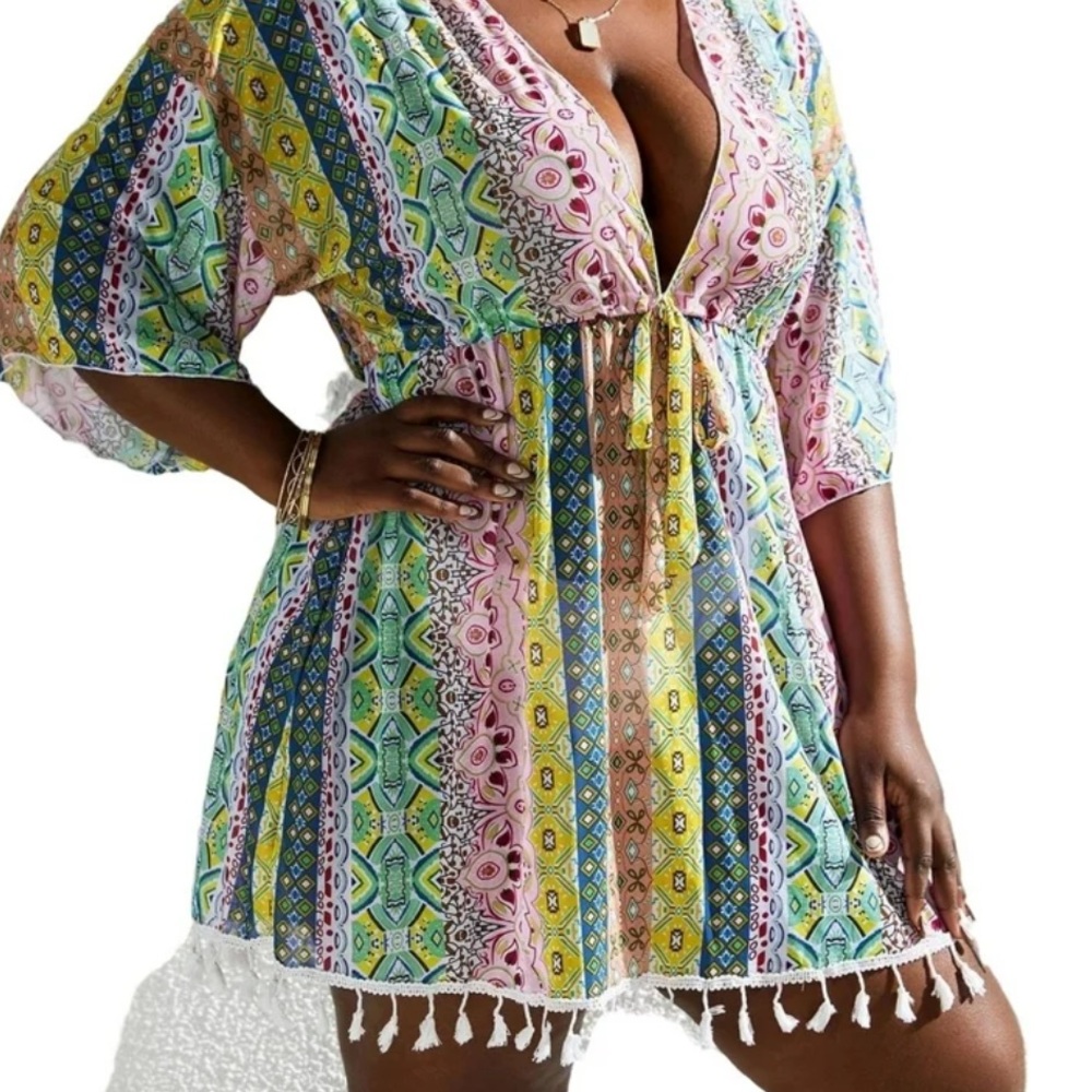 Beach/Pool Coverup - Multicolor Print - Picture 2 of 15